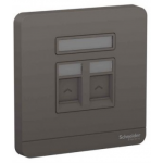 Schneider Electric 施耐德電氣 AvatarOn 兩位RJ45八線5e類數據插座，Keystone面板備防塵活門 (深灰色) (E8332RJS5_DG_C5)